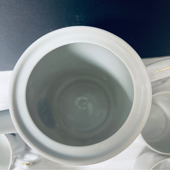 Vintage Japanese Saki Tea Pot Porcelain 6 Cups Set Gold Trim Bamboo - Picture 11 of 12